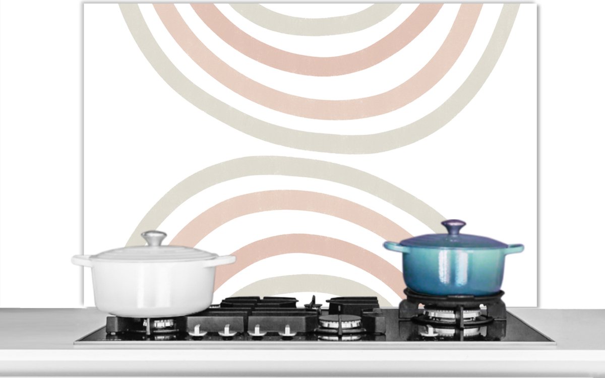 Spatscherm keuken - Pastel - Design - Regenboog - 100x65 cm - Keuken achterwand - Spatscherm