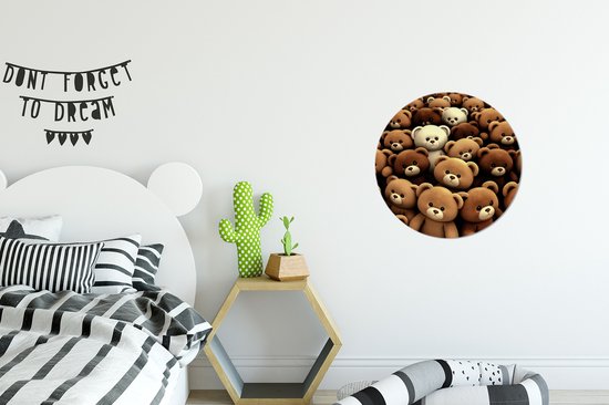 WallCircle - Wandcirkel ⌀ 30 - Teddybeer - Knuffel - Bruin - Beer - Jongens - Meisjes - Ronde schilderijen woonkamer - Wandbord rond - Muurdecoratie cirkel - Kamer decoratie binnen - Wanddecoratie muurcirkel - Woonaccessoires