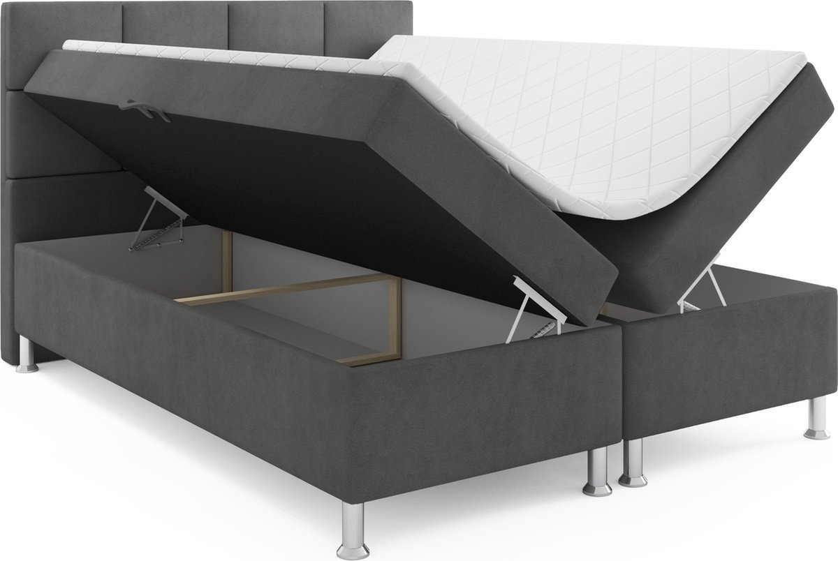 Meuba Napoli Boxspring Antraciet 140x200 met Topper - afbeelding 3