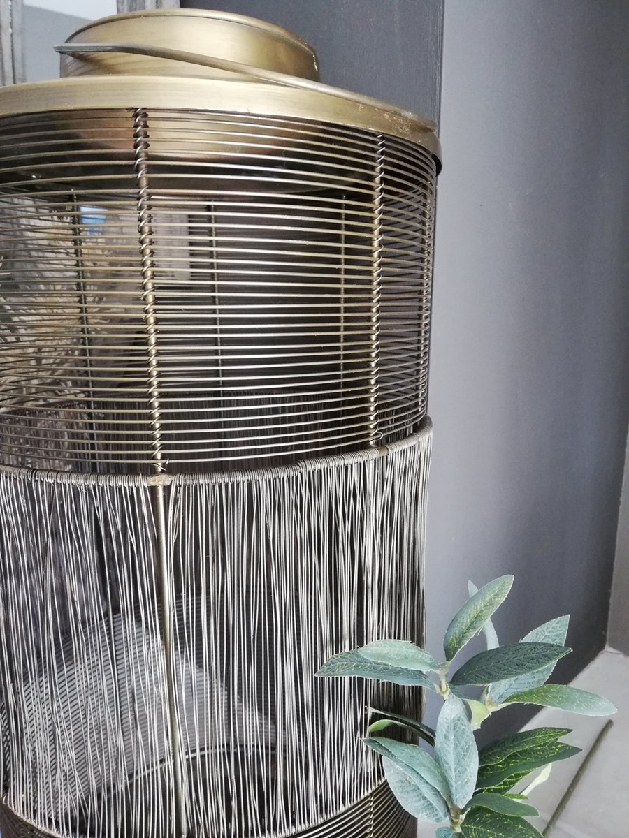 Windlicht met draad messing robuust