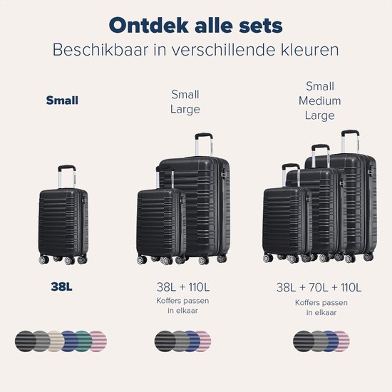 TRVLMORE Handbagage Koffer - 38L - Cijferslot - Lichtgewicht - Trolley - 54x34x20cm - Past binnen 55x40x20 cm - Zwart
