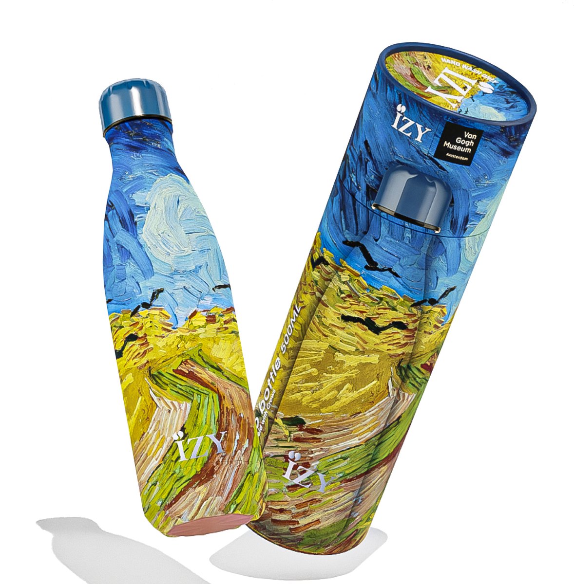 IZY Drinkfles - Van Gogh - Korenveld - Inclusief donatie - Waterfles - Thermosbeker - RVS - 12 uur lang warm - 500 ml