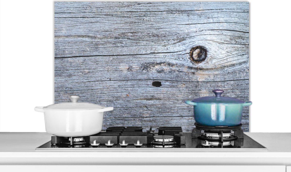 KitchenYeah Spatscherm keuken 80x55 cm Kookplaat achterwand Structuur van een plank in zwart-wit Muurbeschermer Spatwand fornuis Hoogwaardig aluminium