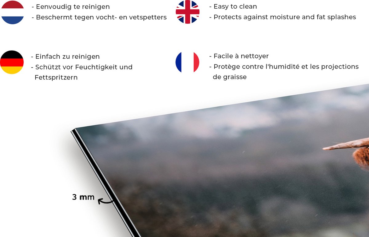 Spatscherm keuken 120x60 cm - Kookplaat achterwand Schotse hooglander - Sneeuw - Lucht - Muurbeschermer - Spatwand fornuis - Hoogwaardig aluminium