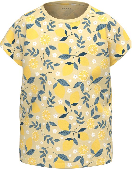 Name it t-shirt meisjes - geel - citroen - NKFvigga - maat 122/128