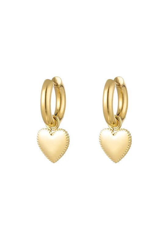 Yehwang - Earrings cute heart - Gold Plated- Stainless Steel