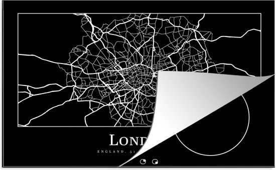 KitchenYeah® Inductie beschermer 77x51 cm - Kaart - Stadskaart - Londen - Plattegrond - Kookplaataccessoires - Afdekplaat voor kookplaat - Inductiebeschermer - Inductiemat - Inductieplaat mat