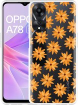 Cazy Hoesje geschikt voor Oppo A78 5G Oranje Bloemen