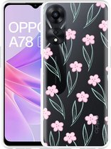 Cazy Hoesje geschikt voor Oppo A78 5G Roze Bloemetjes