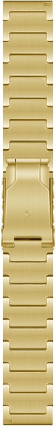 Gouden smartwatchband van metaal met een gesp.