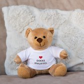 Gepersonaliseerde Teddy Beer met Foto - Knuffelbeer met t-shirt van zachte katoenmix - Pluche Bruine Beren Knuffel - 20 cm - CE keurmerk - Voor kinderen, je grote liefde of opa en oma