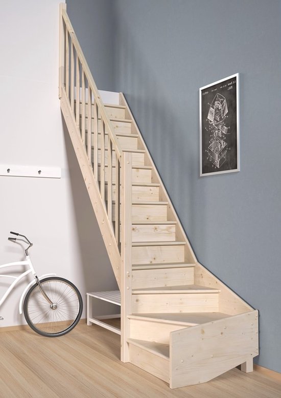 Escalier En Bois Pin Avec 5 étagères | 2.5 M De Haut, 180 Cm De Large, Marches Incluses