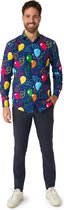 Suitmeister Confetti Balloons - Heren Overhemd - Ballonnen Carnaval Kostuum - Blauw - Maat: M
