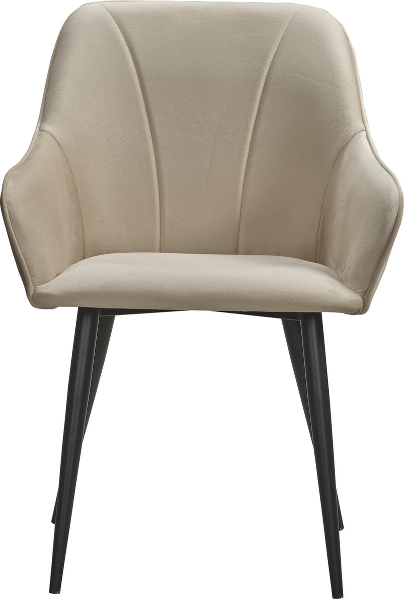 Soof & Tess Soof&Tess - Genoa Eetkamerstoel - Beige - Fluweel - Velvet - Industrieel - Met armleuning - Easy Clean Stoffen - Hoge Kwaliteit
