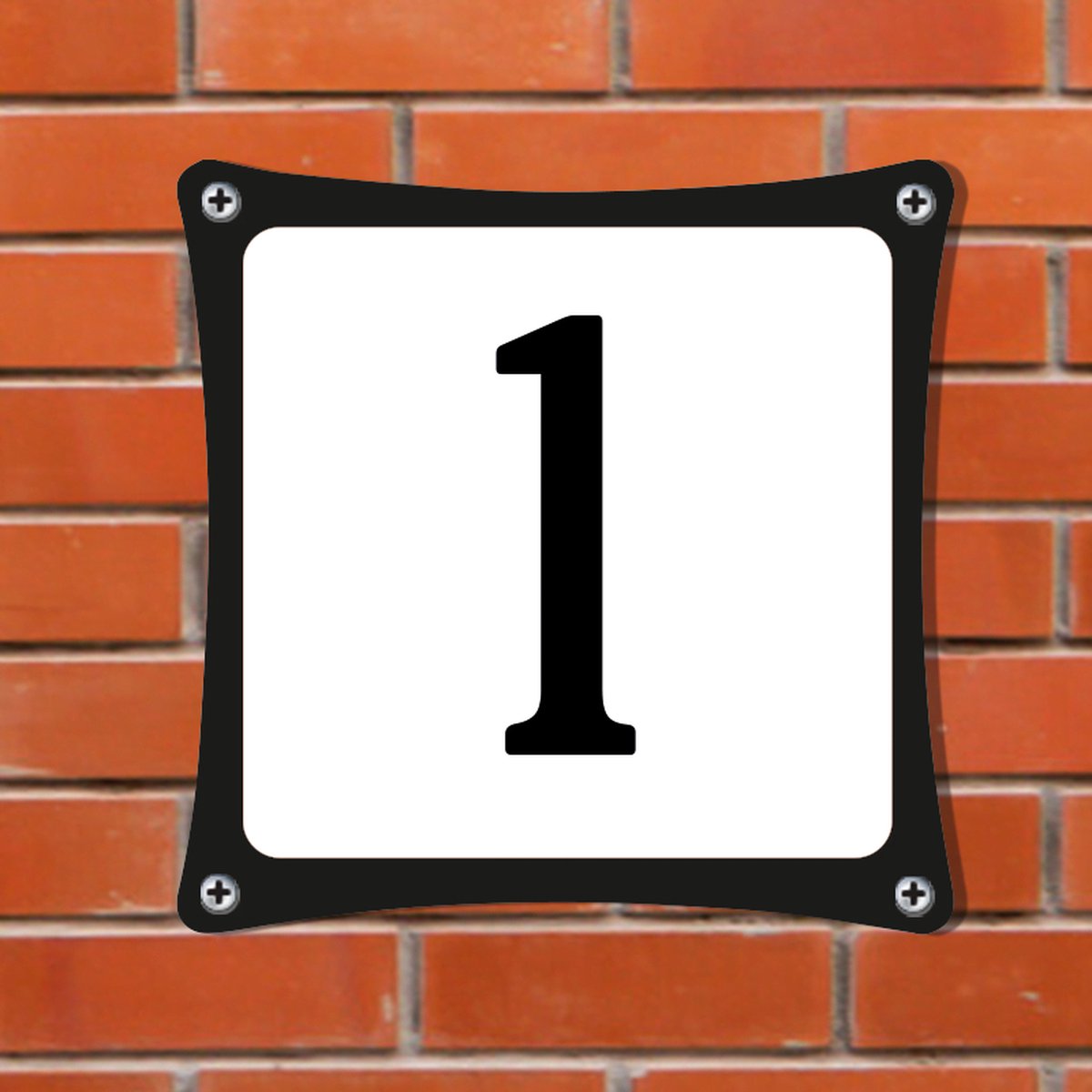 Namengigant Huisnummerbord Emaille-Look - Nummer 1 - Standaard - 10 x 10 cm | incl. schroeven