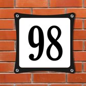 Namengigant Huisnummerbord Emaille-Look - Nummer 98 - Standaard - 10 x 10 cm | incl. schroeven