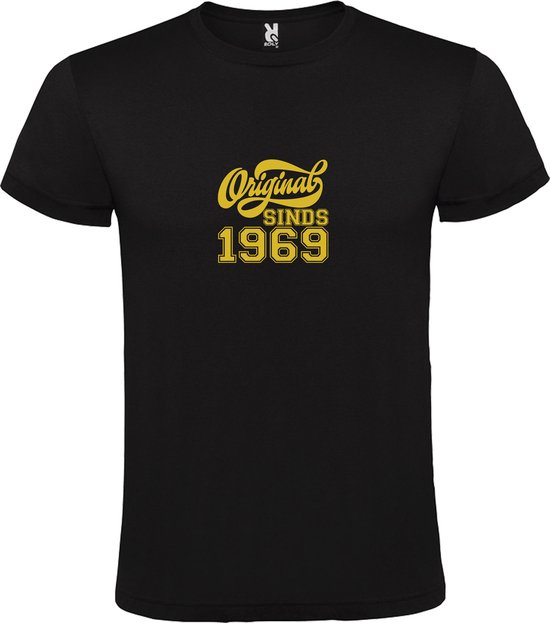 Zwart T-Shirt met “Original Sinds 1969 “ Afbeelding Goud Size XS