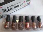 Nagellak - Color style - Nail color set van 6 stuks - Bruin tinten