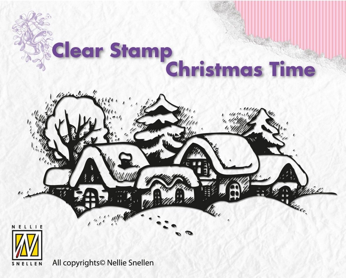 Nellies Choice Clearstempel - Christmas time Snowy village CT009