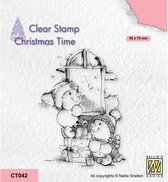 CT042 Nellie Snellen Christmas time clear stamp - Present delivery - stempel kerst sneeuwpop cadeau's raam