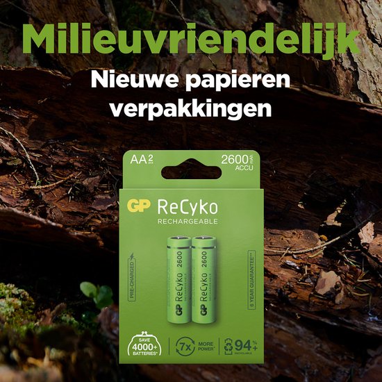 GP Batteries 270AAHCE-2WB2, Batterie rechargeable, AA, Hybrides nickel-métal (NiMH), 1,2 V, 2 pièce(s), 2600 mAh