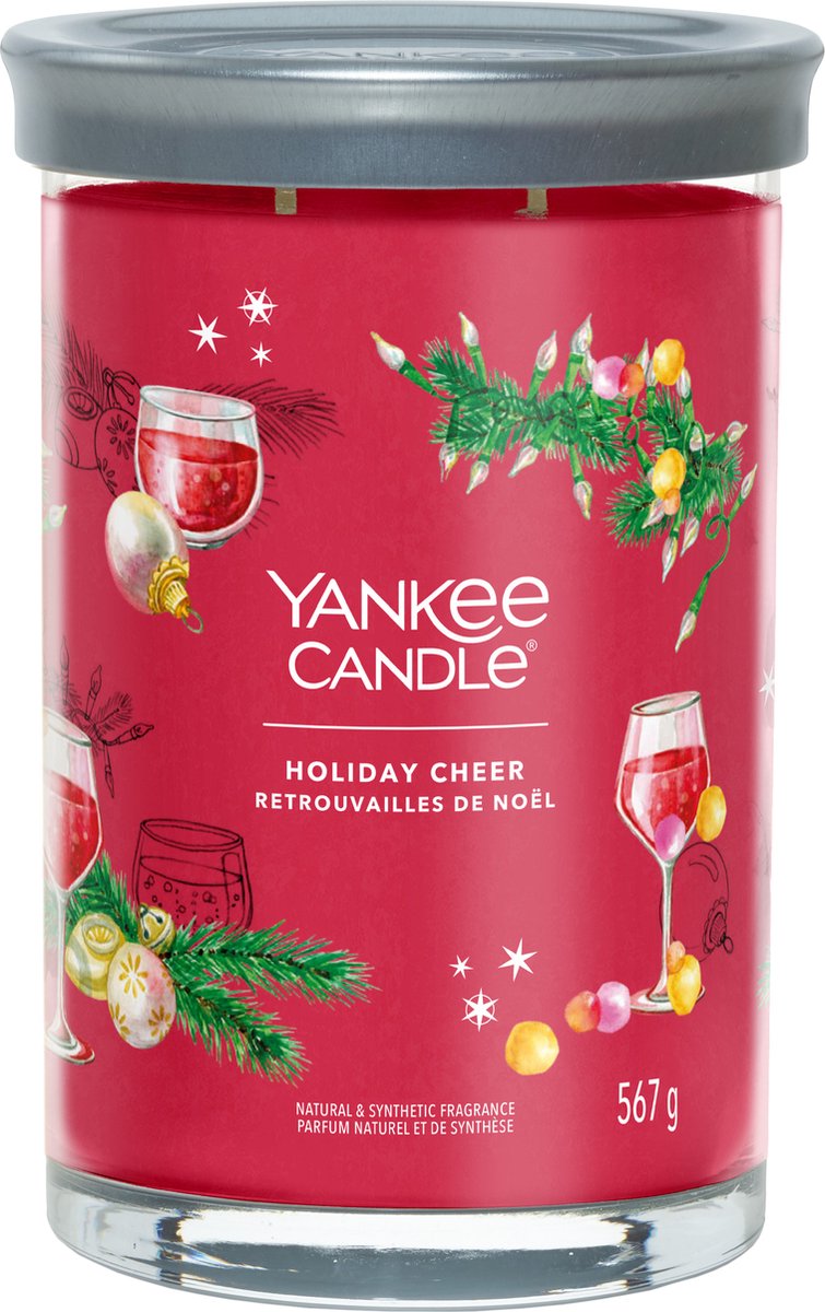 Yankee Candle Holiday Cheer Large Tumbler Geurkaars - 100 branduren - twee lonten Rood