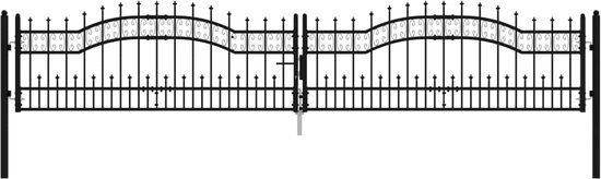 vidaXL Hekpoort dubbele deur met speren bovenkant 400x225 cm - Tuinpoorten