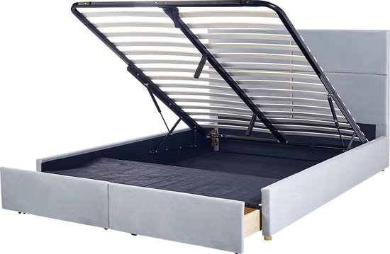 VERNOYES - Bed met opbergruimte - Lichtgrijs - 180 x 200 cm - Fluweel