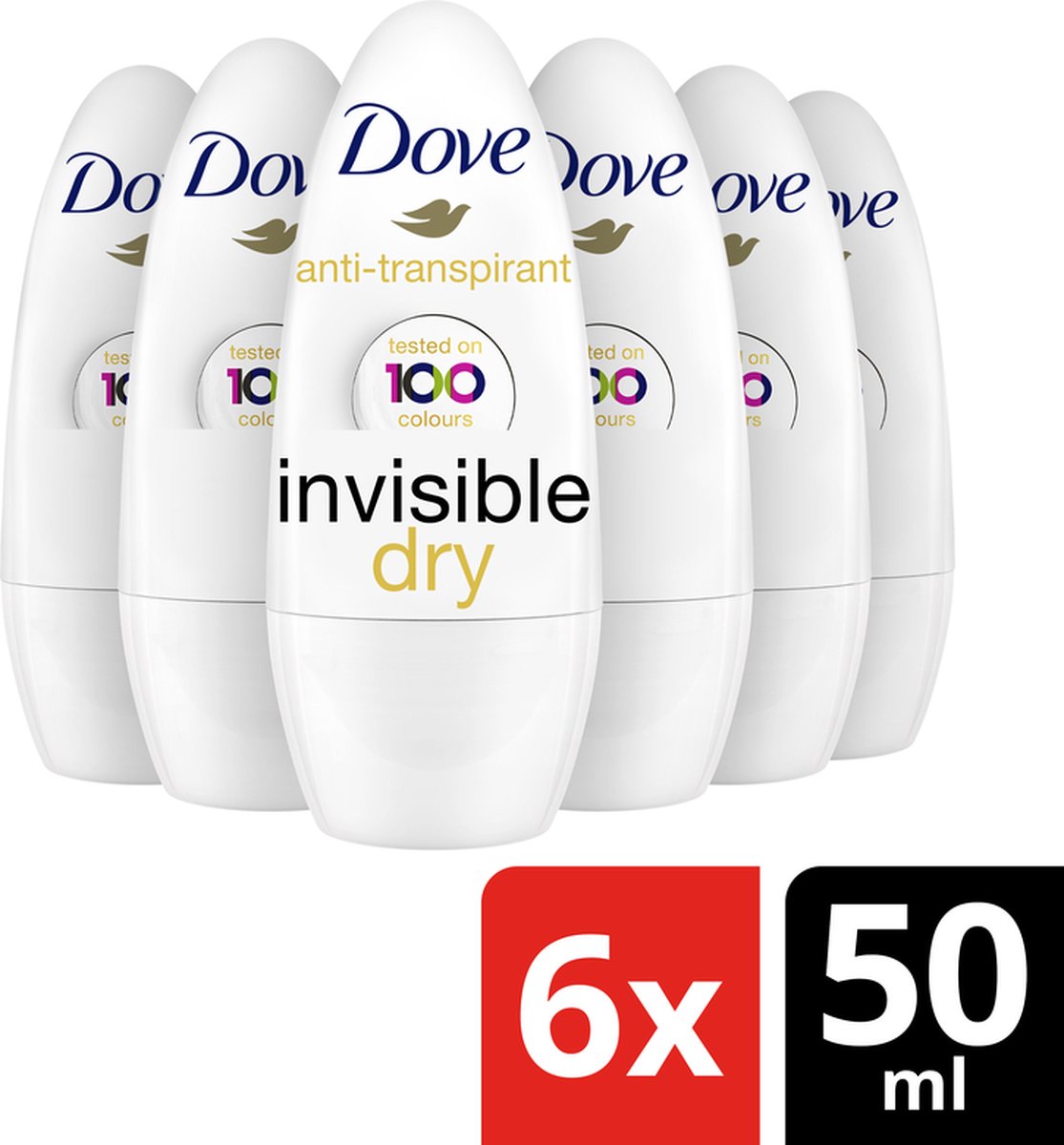 Dove Invisible Dry Anti-Transpirant Deodorant Roller - 6 x 50 ml - Voordeelverpakking