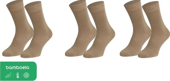 Bamboelo Sokken - 3 Paar Bamboe Sokken - Bamboelo Sock - Maat 43/46 - Beige - Naadloze Sokken - 80% Bamboe