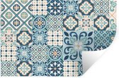 Muurstickers - Sticker Folie - Bloemen - Blauw - Design - Tegel - 60x40 cm - Plakfolie - Muurstickers Kinderkamer - Zelfklevend Behang - Zelfklevend behangpapier - Stickerfolie