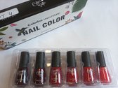 Nagellak - Color style - Nail color set van 6 stuks - roodtinten