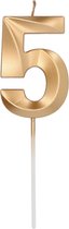 Folat - Kaars cijfer 5 glamour goud metallic 7 cm
