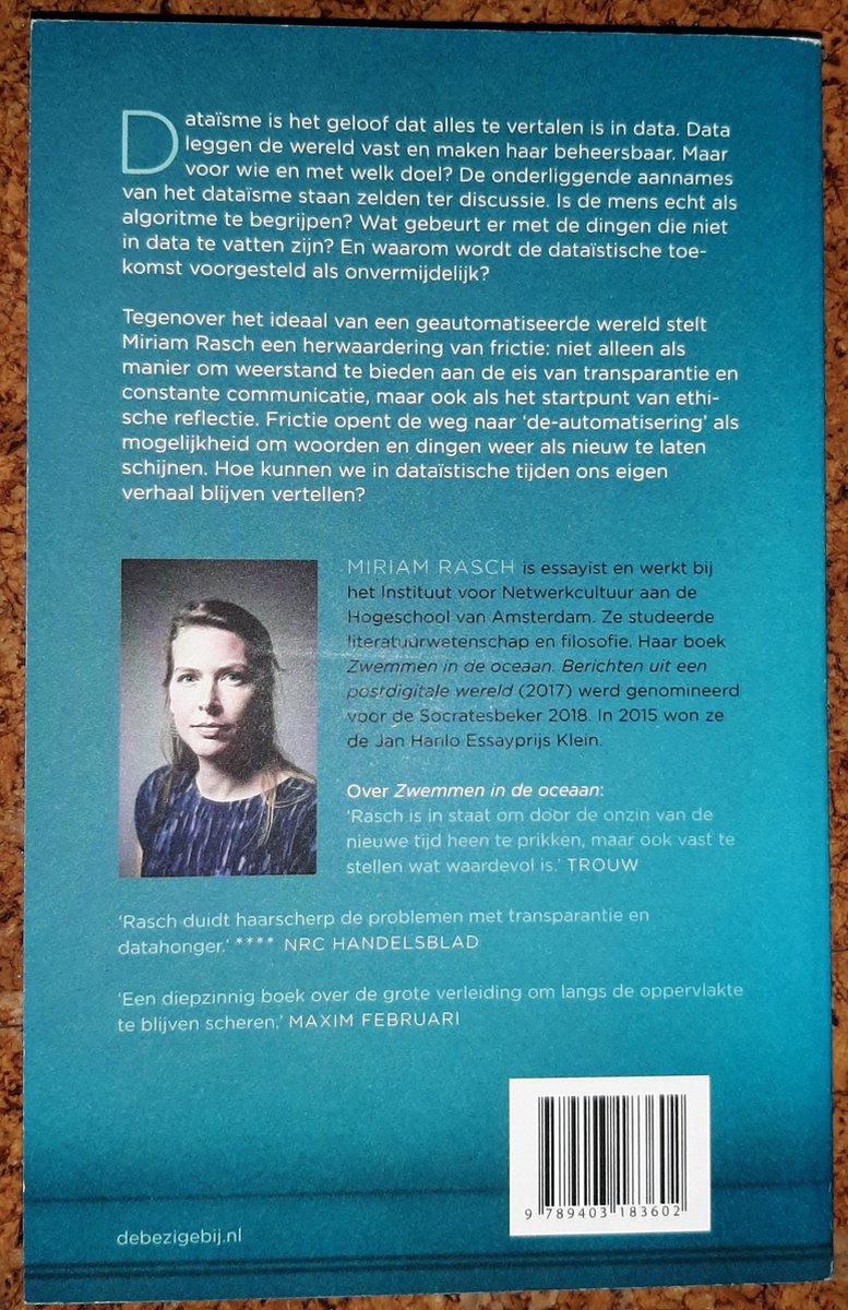 Portret van Miriam Rasch, met de titel 'Frictie', 'Ethiek in tijden van dataïsme'.