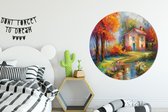WallCircle - Stickers muraux - Cercle de papier peint - Paysage - Coloré - Peinture à l'huile - Art - 140x140 cm - Cercle mural - Autocollant - Autocollant de papier peint rond