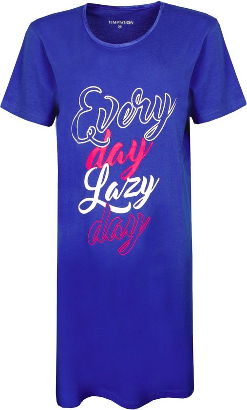 Temptation Femme Bigshirt chemise de nuit robe de nuit Blauw TPNGD1907A - Tailles : S