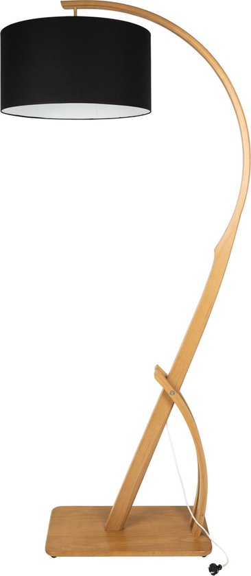 Holtaz Lampadaire arc IRIS Lampe à arc avec pied en Bois avec Abat