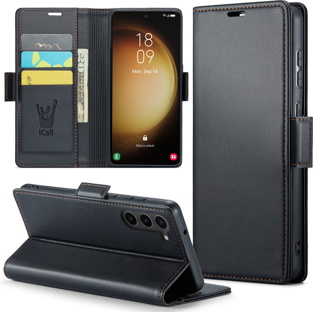 Hoesje geschikt voor Samsung Galaxy S23 - HyperCase Book Cover Kunstleer Zwart