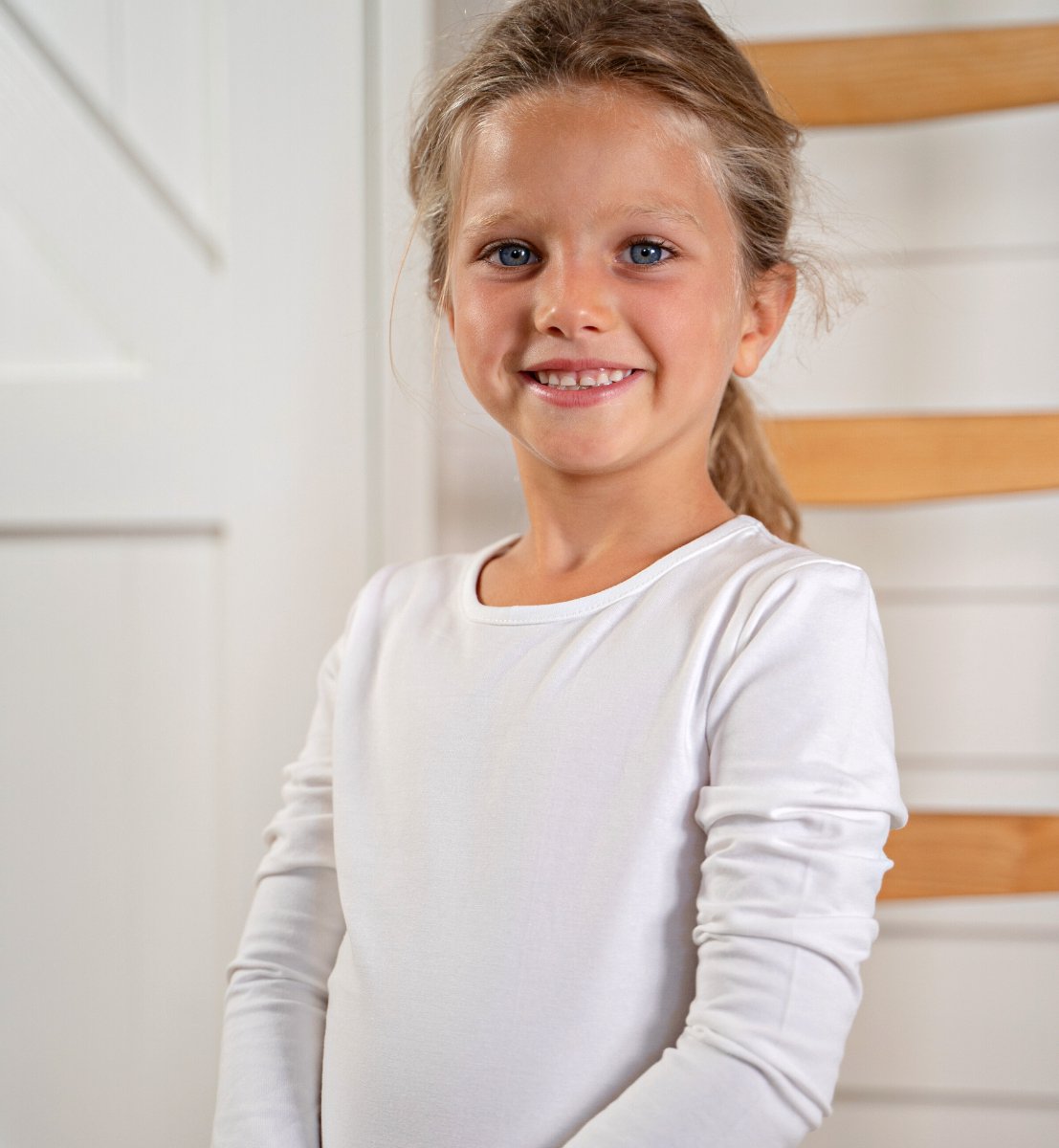 Little Label T shirt lange mouwen Meisjes Maat 98-104/4Y - wit - 3-pack - 3 Stuks Wit T shirt - Zachte BIO Katoen