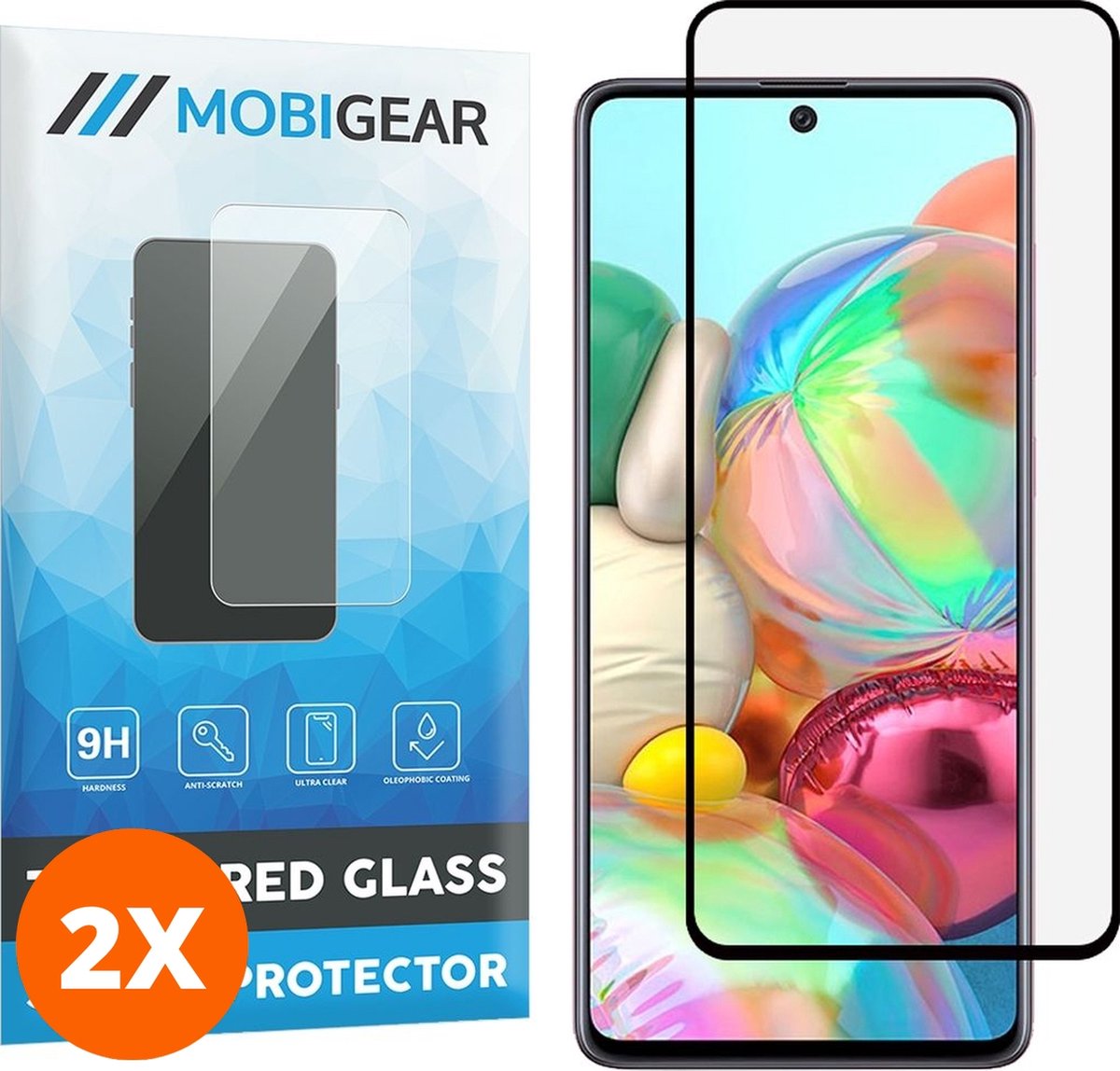 Mobigear Screenprotector geschikt voor Samsung Galaxy A71 Glazen | Mobigear Premium Screenprotector - Case Friendly - Zwart (2-Pack)