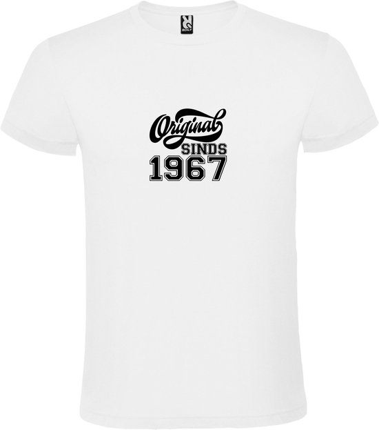 Wit T-Shirt met “Original Sinds 1967 “ Afbeelding Zwart Size XXXXXL