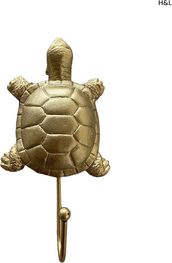 Patère murale de Luxe - Tortue - or - portemanteau - 16 x 8 cm