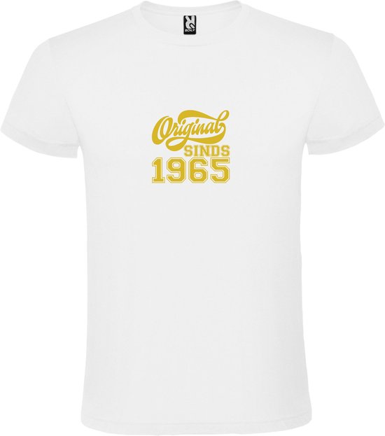 T-Shirt Wit avec Image «Original Since 1965 » Or Taille L