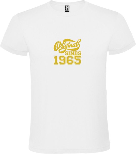 Wit T-Shirt met “Original Sinds 1965 “ Afbeelding Goud Size XXXL