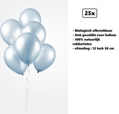 25x Ballonnen 12 inch pearl licht blauw 30cm - biologisch afbreekbaar - Festival feest party verjaardag landen helium lucht thema