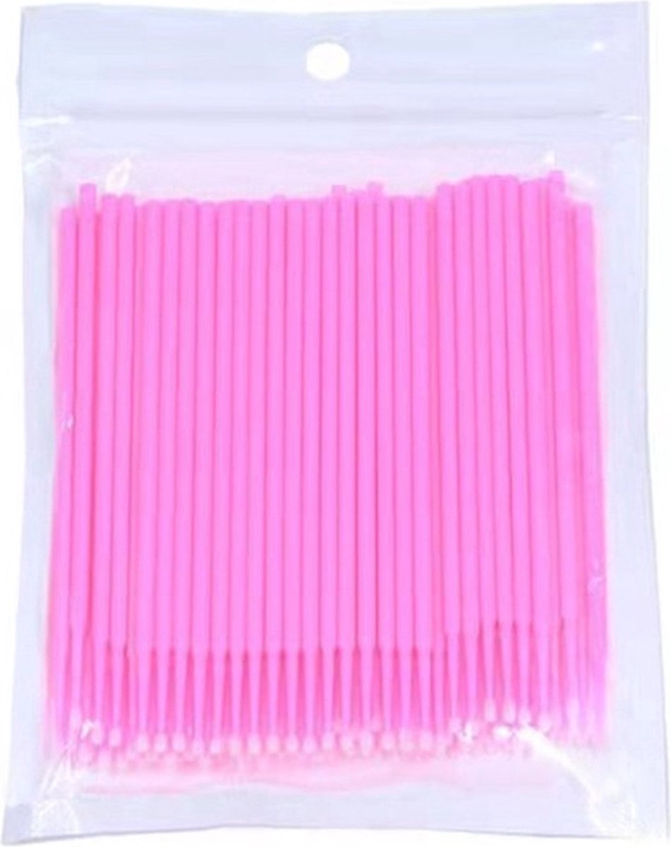 Lashes & Beauty By Patricia 100 stuks Microbrushes - Roze - Wimpers Uitbreiding - Individuele Lash Verwijderen - Wattenstaafje - Micro Borstel Voor Wimper Extensions Tool- microbrush
