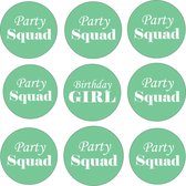 9 Buttons Birthday Girl en Party Squad mint - verjaardag - birthday - party - squad - mint - button