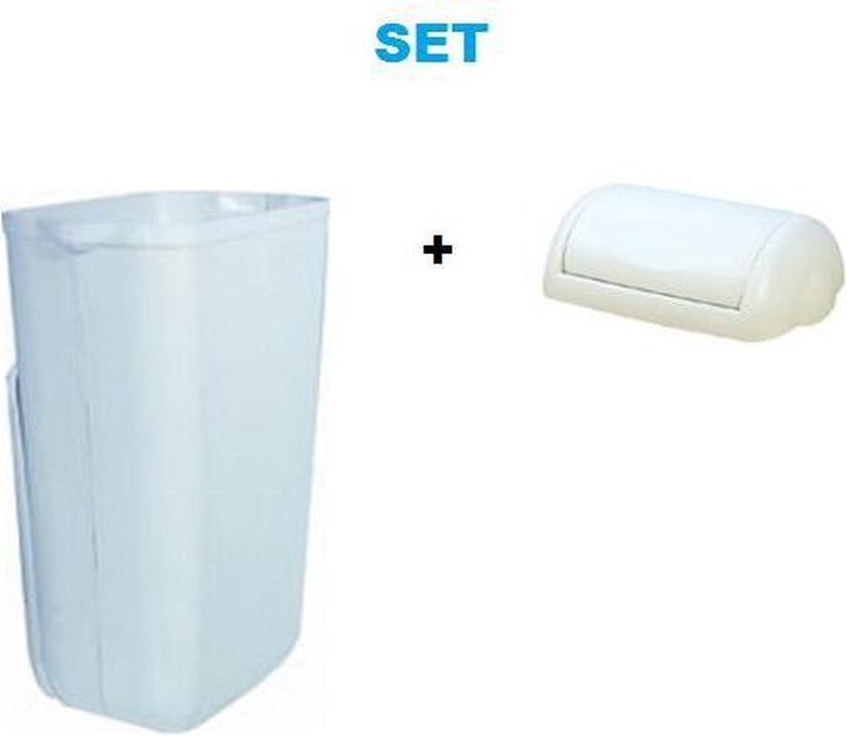 White plastic waste bin 23l MP742 + white waste bin lid SET by Marplast