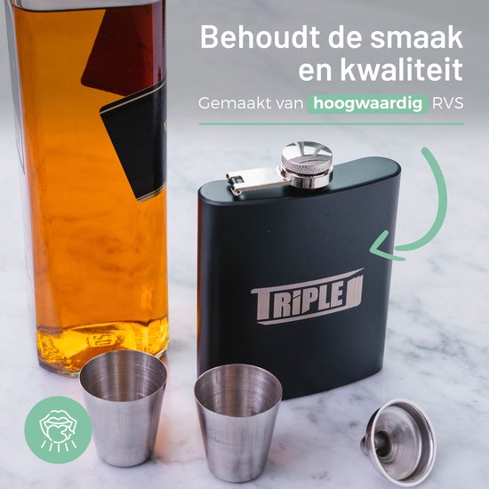 Zwart kunstlederen RVS heupfles 180ml - 4You Webventures Zwart kunstlederen RVS heupfles 180ml - 4You Webventures