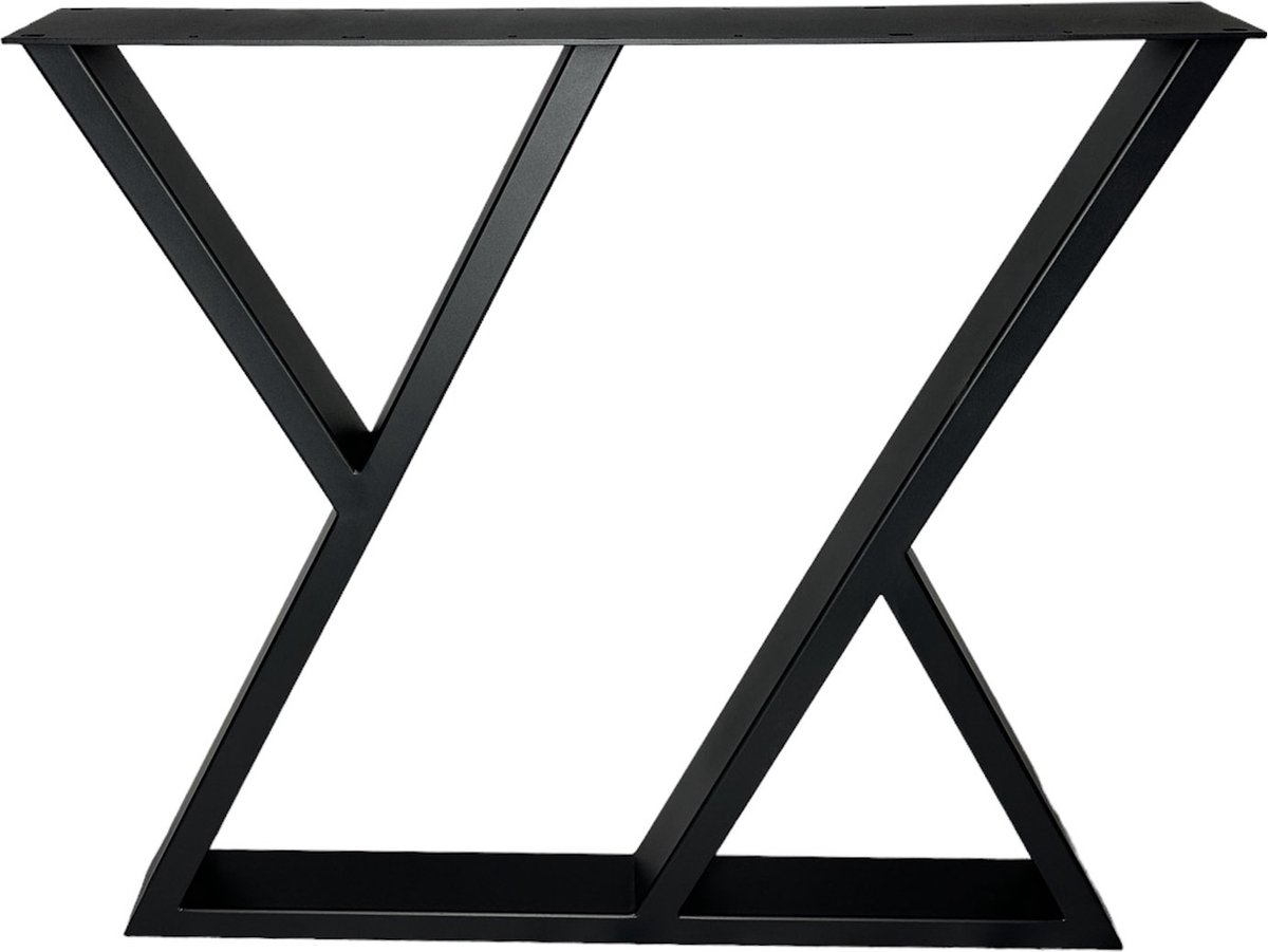 Maison dam 1x industriële tafelpoot Z met koker 7x3cm, Hoogte 72cm, mat zwart fijn structuur, hoogwaardige kwaliteit - Metaal, tafelpoten, tafelpoot, ijzer, topplaat; 4mm. Z poot 7x3cm